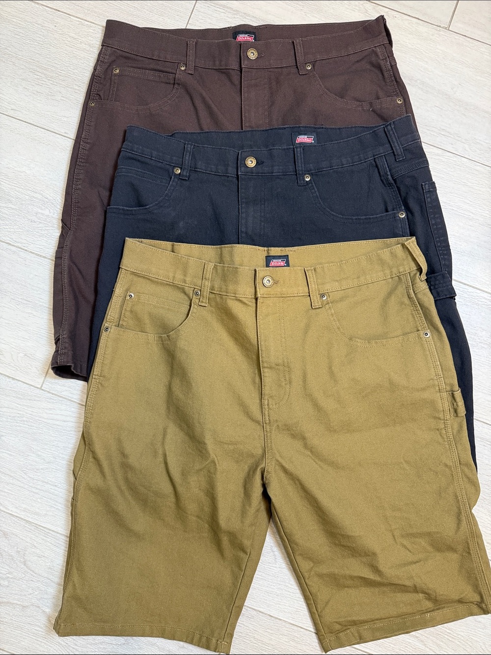✨ BUNDLE 3x Genuine Dickies Work Cargo Shorts | Size 36| Black Brown Khaki EUC